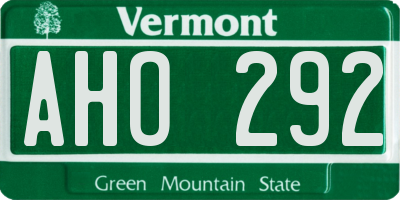 VT license plate AHO292