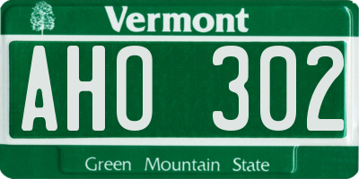VT license plate AHO302