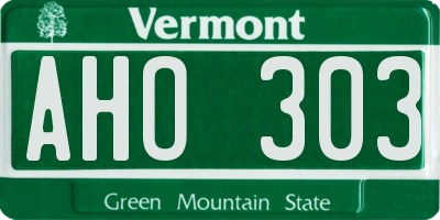 VT license plate AHO303
