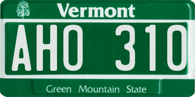 VT license plate AHO310