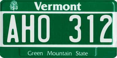 VT license plate AHO312