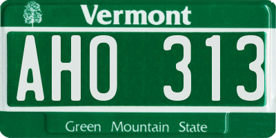 VT license plate AHO313