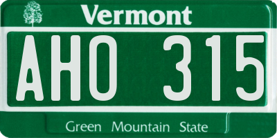 VT license plate AHO315