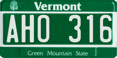 VT license plate AHO316