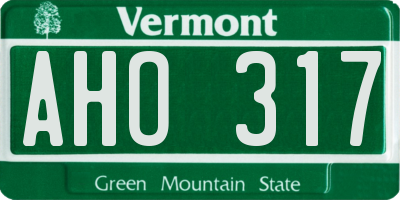 VT license plate AHO317