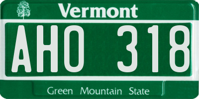 VT license plate AHO318