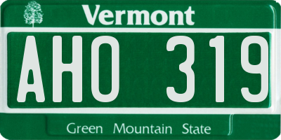 VT license plate AHO319
