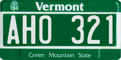 VT license plate AHO321