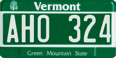 VT license plate AHO324