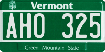 VT license plate AHO325