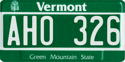 VT license plate AHO326
