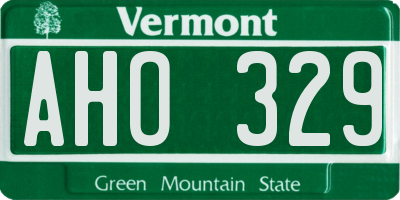 VT license plate AHO329