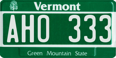 VT license plate AHO333
