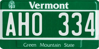 VT license plate AHO334