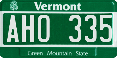 VT license plate AHO335