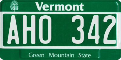 VT license plate AHO342