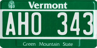 VT license plate AHO343