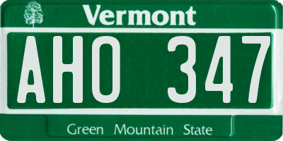 VT license plate AHO347
