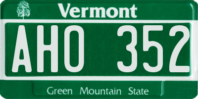 VT license plate AHO352