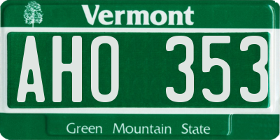VT license plate AHO353