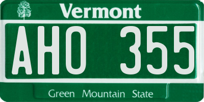 VT license plate AHO355