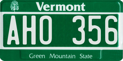 VT license plate AHO356