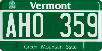 VT license plate AHO359