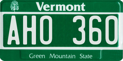 VT license plate AHO360