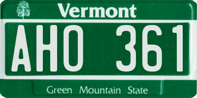 VT license plate AHO361