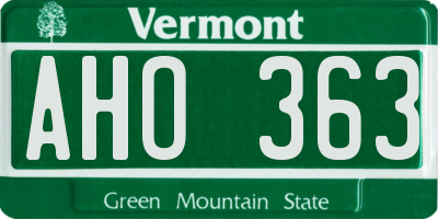 VT license plate AHO363