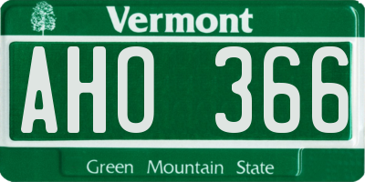 VT license plate AHO366