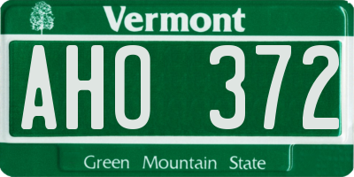 VT license plate AHO372