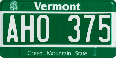 VT license plate AHO375