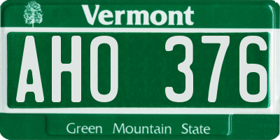 VT license plate AHO376