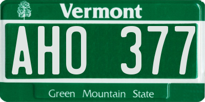 VT license plate AHO377