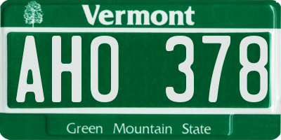 VT license plate AHO378