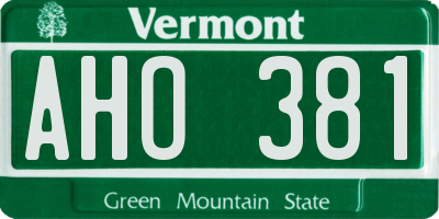 VT license plate AHO381
