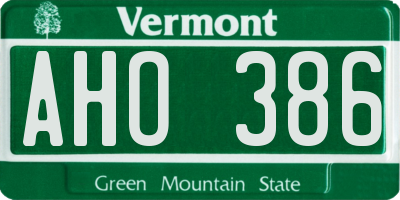 VT license plate AHO386