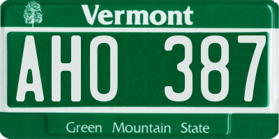 VT license plate AHO387