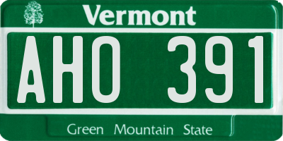 VT license plate AHO391