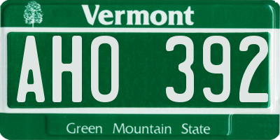 VT license plate AHO392