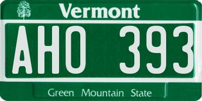 VT license plate AHO393