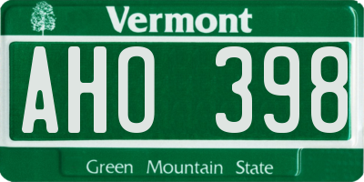 VT license plate AHO398