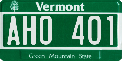 VT license plate AHO401