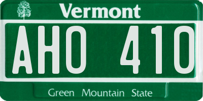 VT license plate AHO410
