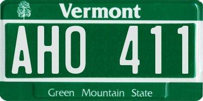 VT license plate AHO411