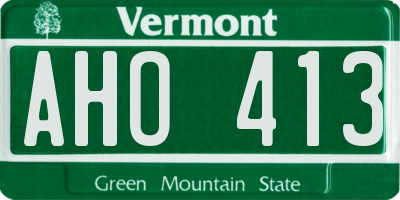 VT license plate AHO413