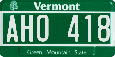 VT license plate AHO418