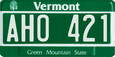 VT license plate AHO421
