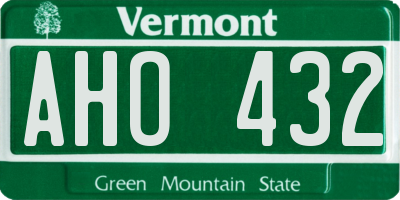 VT license plate AHO432
